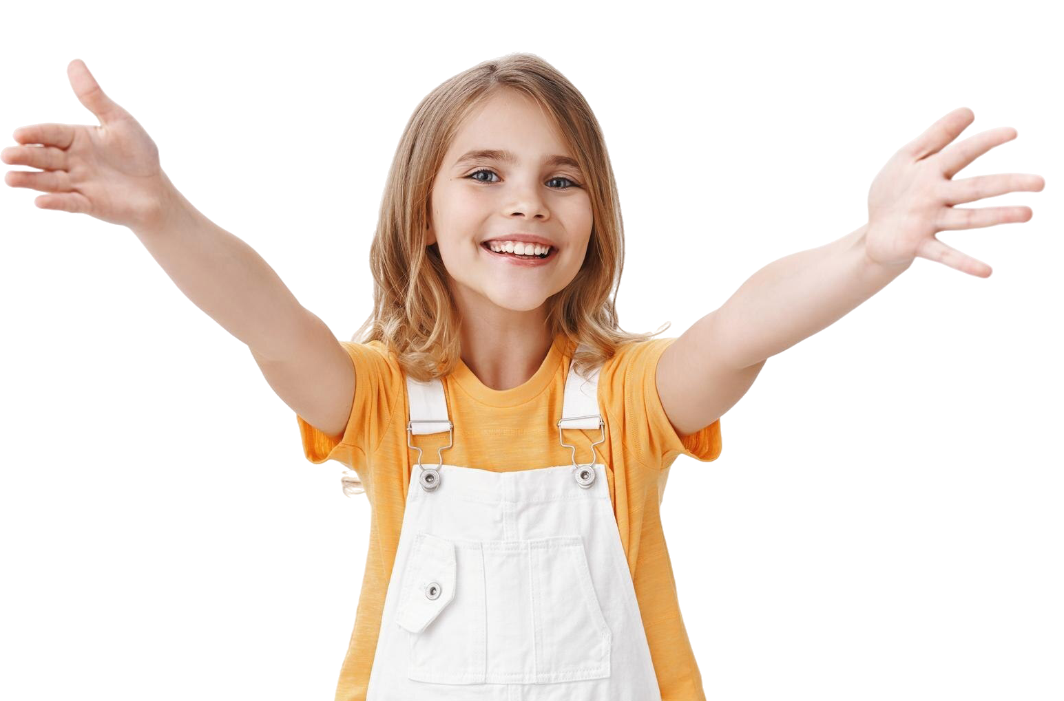 Smiling child with arms open for a hug