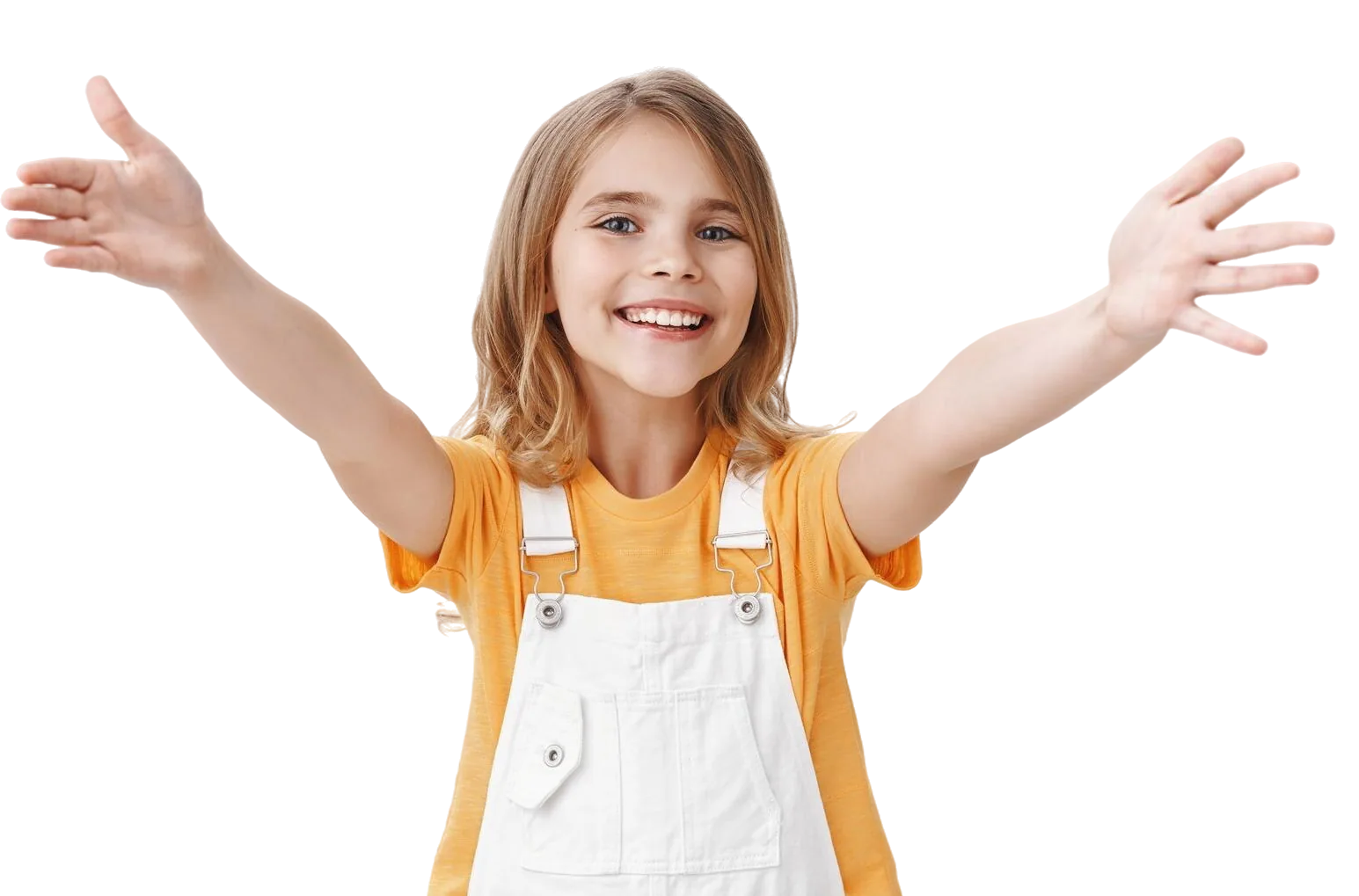 Smiling child with arms open for a hug